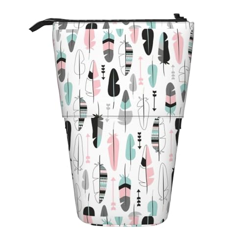 BREAUX Teleskop-Federmäppchen mit Federdruck, geeignet für multifunktionale Bleistift-Make-up-Tasche, Aufbewahrungstasche und Geldbörse, Schwarz, One Size, Modisch von BREAUX