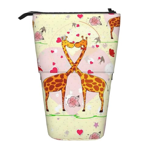 BREAUX Teleskop-Federmäppchen mit Giraffenmotiv, Herz, Blume, Schmetterling, geeignet für multifunktionale Bleistifte, Make-up-Tasche, Aufbewahrungstasche und Geldbörse, Schwarz, One Size, Modisch von BREAUX