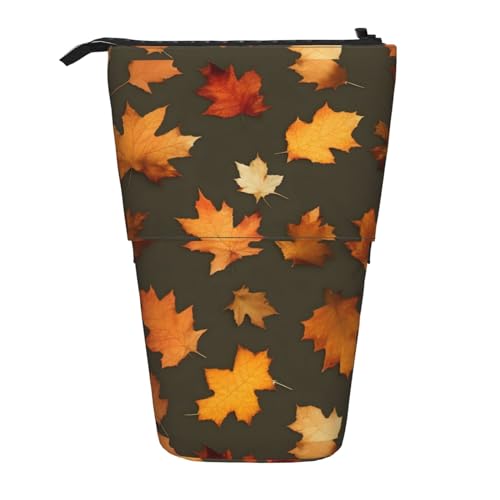 BREAUX Teleskop-Federmäppchen mit Herbst-Camouflage-Muster, geeignet für multifunktionale Bleistift-Make-up-Tasche, Aufbewahrungstasche und Geldbörse, Schwarz, One Size, Modisch von BREAUX
