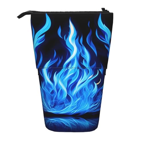 BREAUX Teleskop-Federmäppchen mit Indigo-Flammen-Druck, passend für multifunktionale Bleistift-Make-up-Tasche, Aufbewahrungstasche und Geldbörse, Schwarz, One Size, Modisch von BREAUX