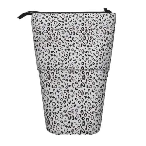 BREAUX Teleskop-Federmäppchen mit Leopardenmuster, passend für multifunktionale Bleistift-Make-up-Tasche, Aufbewahrungstasche und Geldbörse, Schwarz, One Size, Modisch von BREAUX