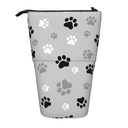 BREAUX Teleskop-Federmäppchen mit Tierpfoten-Aufdruck, passend für multifunktionale Bleistift-Make-up-Tasche, Aufbewahrungstasche und Geldbörse, Schwarz, One Size, Modisch von BREAUX