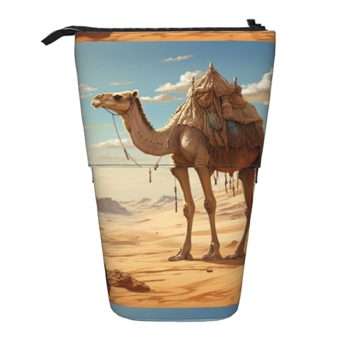 BREAUX Teleskop-Federmäppchen mit Wüstensand-Kamelmuster, passend für multifunktionale Bleistift-Make-up-Tasche, Aufbewahrungstasche und Geldbörse, Schwarz, One Size, Modisch von BREAUX