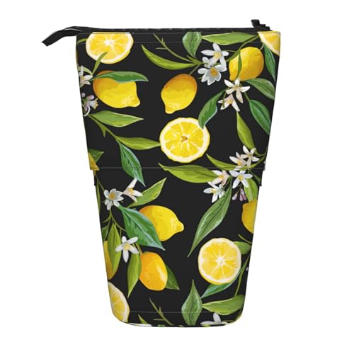 BREAUX Teleskop-Federmäppchen mit Zitrusfrüchten, passend für multifunktionale Bleistifte, Make-up-Tasche, Aufbewahrungstasche und Geldbörse, Schwarz, One Size, Modisch von BREAUX