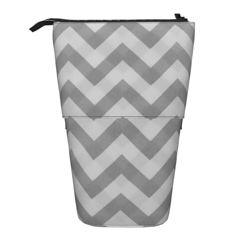 BREAUX Teleskop-Federmäppchen mit grauem Wellenmuster, passend für multifunktionale Make-up-Tasche, Aufbewahrungstasche und Geldbörse, Schwarz, One Size, Modisch von BREAUX