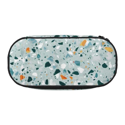 BREAUX Terrazzo Federmäppchen mit Marmor-Pastell-Druck, 300D-Oxford-Stoff, Doppelkopf-Reißverschluss, Kosmetik und Organizer von BREAUX