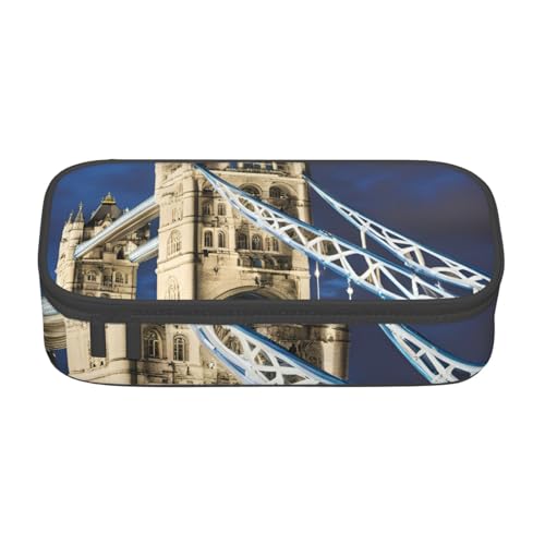BREAUX Tower Bridge in London bedruckte Kosmetiktasche mit großem Fassungsvermögen, Kulturbeutel, Schreibwaren-Organizer, Schwarz, Einheitsgröße, Blumenmuster, BD004, Schwarz , Einheitsgröße, von BREAUX