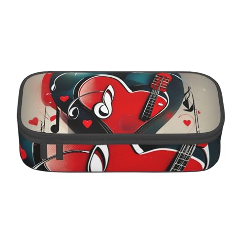 BREAUX Treble Love and Music bedruckte Kosmetiktasche mit großem Fassungsvermögen, Kulturbeutel, Schreibwaren-Organizer, Schwarz, Einheitsgröße, Blumenmuster, Schwarz , Einheitsgröße, Blumenmuster von BREAUX