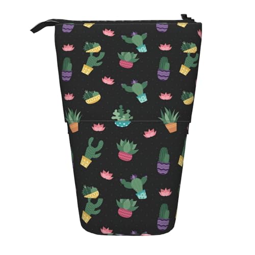 BREAUX Vertikales einziehbares Federmäppchen mit Kaktusaufdruck, modische Geldbörse, multifunktionale Aufbewahrungstasche von BREAUX