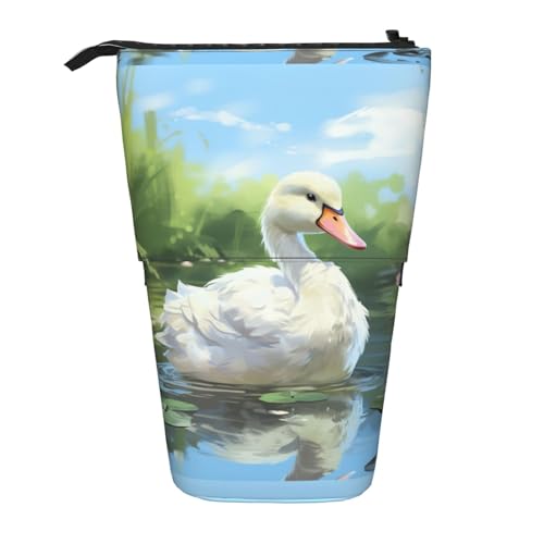 BREAUX Vertikales einziehbares Federmäppchen mit Ölgemälde-Entenmuster, modische Brieftasche, multifunktionale Aufbewahrungstasche von BREAUX