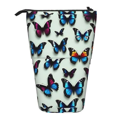 BREAUX Vertikales einziehbares Federmäppchen mit Schmetterlings- und Cellodruck, modische Geldbörse, multifunktionale Aufbewahrungstasche von BREAUX