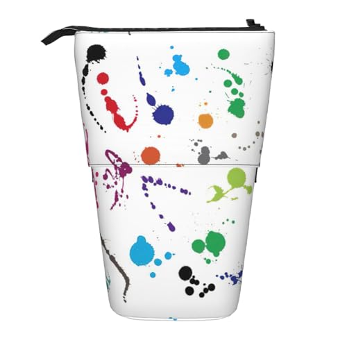 BREAUX Vertikales einziehbares Federmäppchen mit abstraktem Farbspritzer-Druck, modische Geldbörse, multifunktionale Aufbewahrungstasche von BREAUX