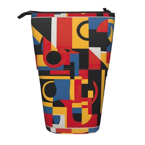 BREAUX Zusammensetzung in Rot, Gelb, Blau und Schwarz, vertikales einziehbares Federmäppchen, modische Geldbörse, multifunktionale Aufbewahrungstasche von BREAUX