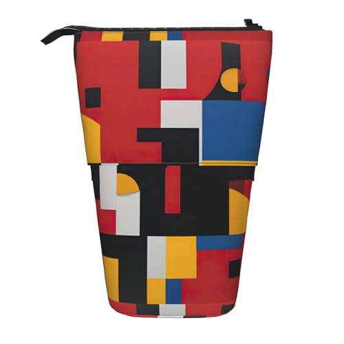 BREAUX Zusammensetzung in Rot, Gelb, Blau und Schwarz, vertikales einziehbares Federmäppchen, modische Geldbörse, multifunktionale Aufbewahrungstasche von BREAUX