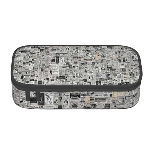 BREAUX newspaper HD bedruckte Kosmetiktasche mit großem Fassungsvermögen, Kulturbeutel, Schreibwaren-Organizer, Schwarz, Einheitsgröße, Blumenmuster, Schwarz , Einheitsgröße, Blumenmuster von BREAUX