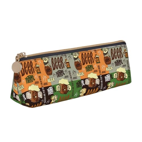 Bier-Dreieck-Ledertasche, multifunktionale Kosmetiktasche, tragbare Make-up- und Schreibwaren-Aufbewahrungstasche, Weiss/opulenter Garten, Einheitsgröße, Leichtgewichtig von BREAUX