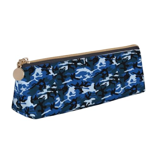 Blaue Camo Dreieckige Ledertasche, multifunktionale Kosmetiktasche, tragbare Make-up- und Schreibwaren-Aufbewahrungstasche, Weiss/opulenter Garten, Einheitsgröße, Leichtgewichtig von BREAUX