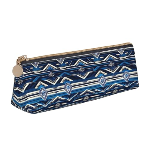 Blaue polynesische Maori Tribal Muster Dreieck Ledertasche Multifunktionale Kosmetiktasche Tragbare Make-up und Schreibwaren Aufbewahrungstasche von BREAUX