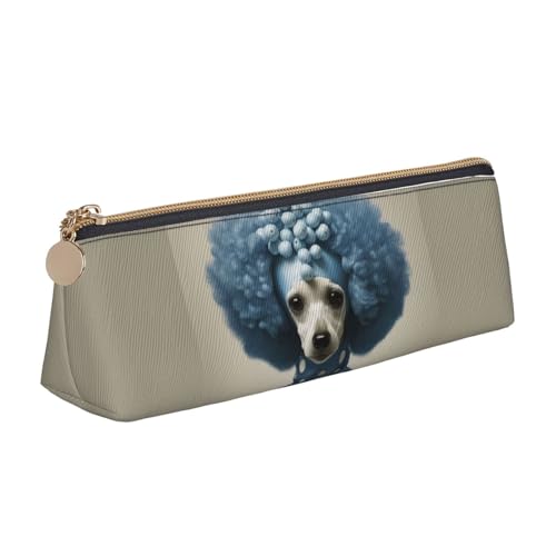 Blauer Pudel Tupfen Dreieckige Ledertasche Multifunktionale Kosmetiktasche Tragbare Make-up- und Schreibwaren-Aufbewahrungstasche, Weiss/opulenter Garten, Einheitsgröße, Leichtgewichtig von BREAUX