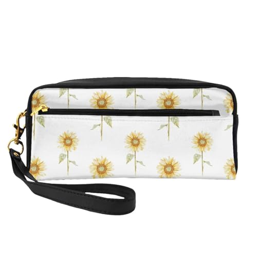 Blossoming Sunflower Leder Tragbare Kosmetiktasche Reise Kosmetiktasche Tägliche Aufbewahrungstasche für Männer und Frauen Blühende Sonnenblume Einheitsgröße, Blühende Sonnenblume, Einheitsgröße von BREAUX