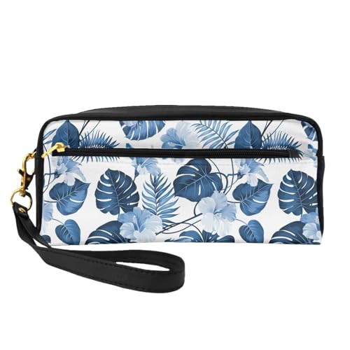 Blue Flower Tropical Leather Portable Cosmetic Storage Bag Travel Cosmetic Bag Daily Storage Bag For Men And Women Blue Flower Tropical One Size, Blaue Blume, tropisch, Einheitsgröße von BREAUX