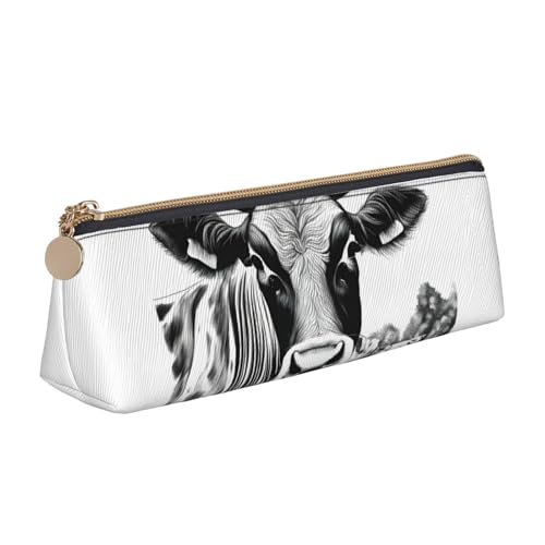 Cow Collection Dreieckige Ledertasche, multifunktionale Kosmetiktasche, tragbare Make-up- und Schreibwaren-Aufbewahrungstasche, Weiss/opulenter Garten, Einheitsgröße, Leichtgewichtig von BREAUX