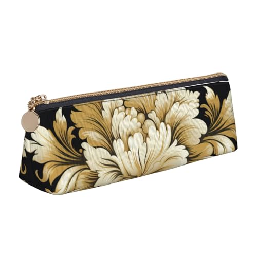 Damastmuster Dreieckige Ledertasche Multifunktionale Kosmetiktasche Tragbare Make-up- und Schreibwaren-Aufbewahrungstasche, Weiss/opulenter Garten, Einheitsgröße, Leichtgewichtig von BREAUX