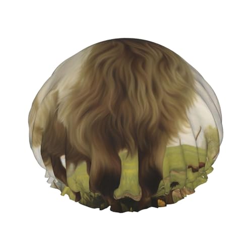 Damen-Duschhaube mit Bauernhoftierdruck, wiederverwendbar, elastisch, doppellagig, Haarkappe, Duschhaube von BREAUX