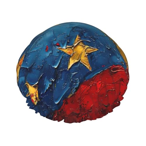 Damen-Duschhaube mit Flagge von Venezuela, wiederverwendbar, elastisch, doppellagig, Haarkappe, Duschhaube von BREAUX