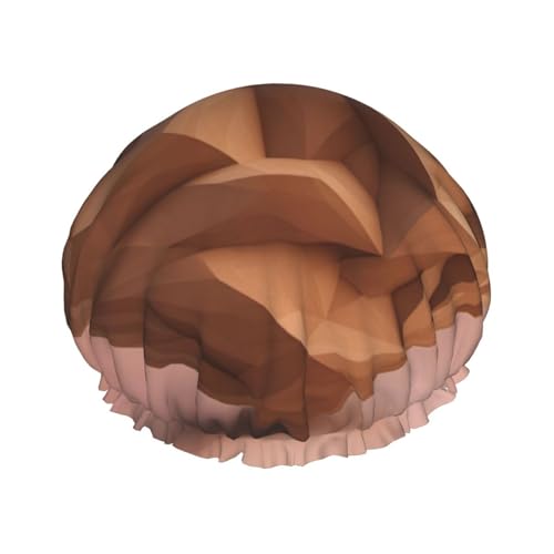 Damen-Duschhaube mit Holzherz, wiederverwendbar, elastisch, doppellagig, Haarkappe, Duschhaube von BREAUX