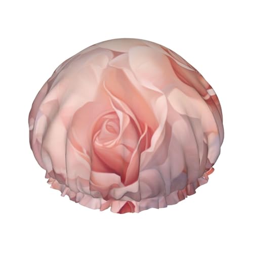 Damen-Duschhaube mit Rosenmuster, Blumenmuster, wiederverwendbar, elastisch, doppellagig, Haarkappe, Duschhaube von BREAUX