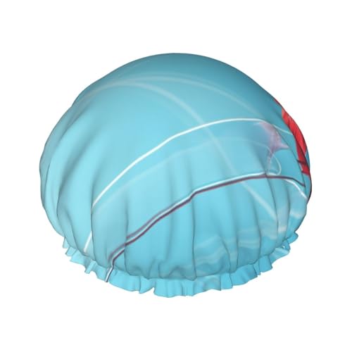 Damen-Duschhaube mit rotem Vogel-Design, wiederverwendbar, elastisch, doppellagig, Haarkappe, Duschhaube von BREAUX