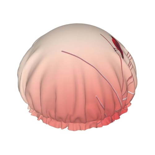 Damen-Duschhaube mit rotem Vogel-Design, wiederverwendbar, elastisch, doppellagig, Haarkappe, Duschhaube von BREAUX