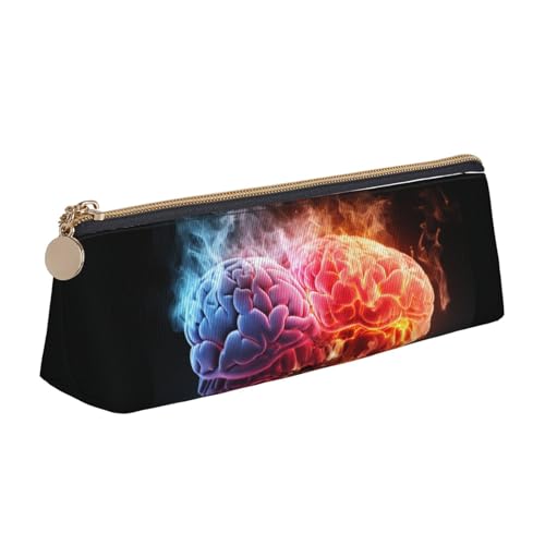 Dreieckige Ledertasche für linke und rechte Gehirnhälfte, multifunktionale Kosmetiktasche, tragbare Make-up- und Schreibwaren-Aufbewahrungstasche, Weiss/opulenter Garten, Einheitsgröße von BREAUX