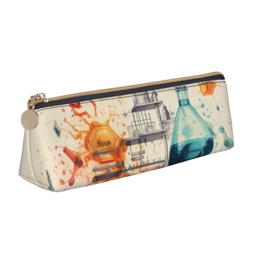 Dreieckige Ledertasche mit Chemie-Druck, multifunktionale Kosmetiktasche, tragbare Make-up- und Schreibwaren-Aufbewahrungstasche, Weiss/opulenter Garten, Einheitsgröße, Leichtgewichtig von BREAUX