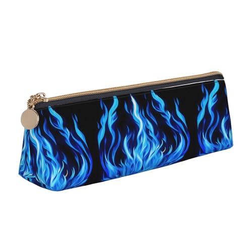 Dreieckige Ledertasche mit Indigo-Flammenmuster, multifunktionale Kosmetiktasche, tragbare Make-up- und Schreibwaren-Aufbewahrungstasche, Weiss/opulenter Garten, Einheitsgröße, Leichtgewichtig von BREAUX