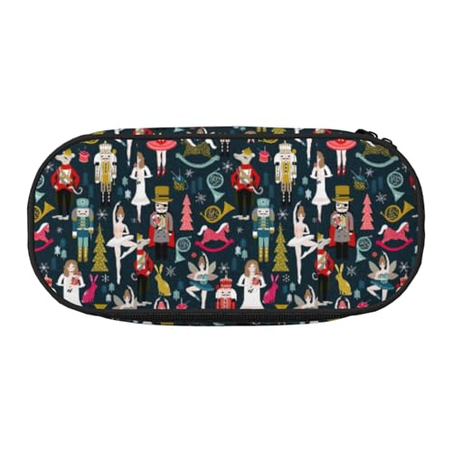 Federmäppchen für Damen, Nussknacker, Ballett, Weihnachten, Tanzdruck, 300D Oxford-Stoff, Doppelkopf-Reißverschluss, Kosmetik und Organizer von BREAUX