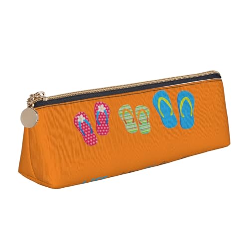Flip Flops Kalligraphie Strandschuhe Dreieckige Ledertasche Multifunktionale Kosmetiktasche Tragbare Make-up und Schreibwaren Aufbewahrungstasche, Weiß, One Size, Leichtgewichtig von BREAUX
