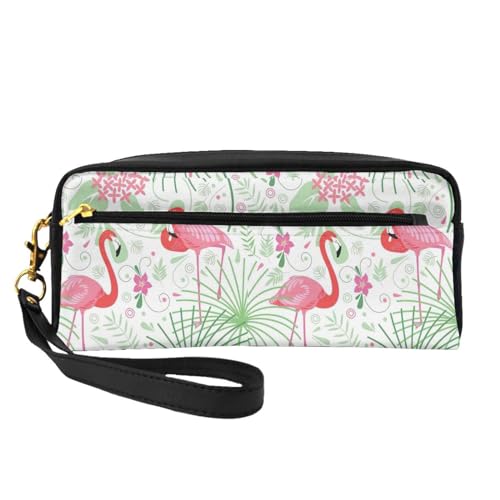 Floral Flamingo Botanik Leder Tragbare Kosmetiktasche Reise Kosmetiktasche Tägliche Aufbewahrungstasche für Männer und Frauen Floral Flamingo Botany, Einheitsgröße, Florale Flamingo-Botanik, von BREAUX