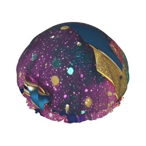 Glitzerndes Muster Druck Damen Duschhaube Wiederverwendbare elastische Duschhaube Doppellagige Haarkappe Duschhaube von BREAUX