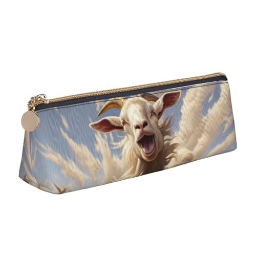 Goat Frolic Dreieckige Ledertasche, multifunktionale Kosmetiktasche, tragbare Make-up- und Schreibwaren-Aufbewahrungstasche, Weiss/opulenter Garten, Einheitsgröße, Leichtgewichtig von BREAUX