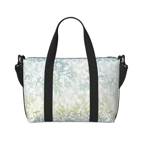 Green Sea Blue Seetang Print Handtasche Oxford Schultertasche Casual Schultertasche Wochenendtasche Große Kapazität Aufbewahrungstasche, Schwarz, Einheitsgröße, Schwarz, One Size von BREAUX