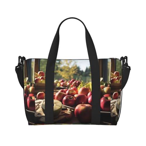Handtasche mit Früchten auf Holzboden, Umhängetasche, Crossbody, Reisen, Wochenende, Übernachtung, Sporttasche, Turnbeutel, Schwarz, Einheitsgröße, Schwarz , Einheitsgröße von BREAUX