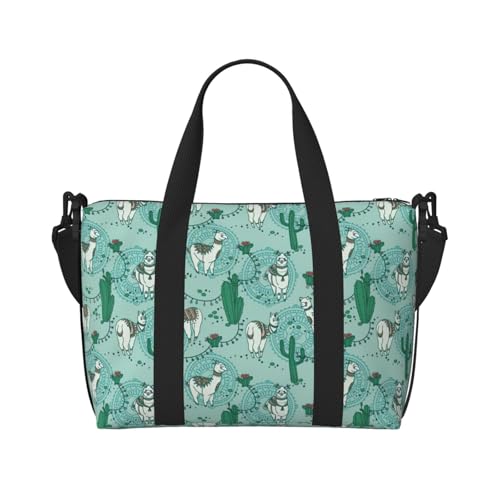 Handtasche mit Llama-Alpaka-Motiv, Umhängetasche, Crossbody, Reisen, Wochenende, Übernachtung, Handgepäcktasche, Sporttasche, Turnbeutel, Schwarz, Einheitsgröße, Schwarz , Einheitsgröße von BREAUX