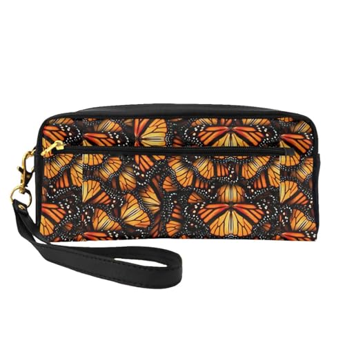 Heaps Of Orange Monarch Butterflies Leder Tragbare Kosmetiktasche Reise Kosmetiktasche Tägliche Aufbewahrungstasche für Männer und Frauen Haufen Orange Monarch Schmetterlinge Einheitsgröße, Heaps of von BREAUX