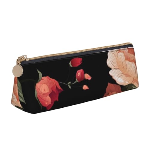 Herbst-schöne florale Dreieck-Ledertasche, multifunktionale Kosmetiktasche, tragbare Make-up- und Schreibwaren-Aufbewahrungstasche, Weiss/opulenter Garten, Einheitsgröße, Leichtgewichtig von BREAUX