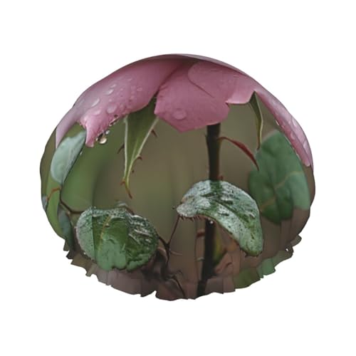 Hübsche Rosen-Druck-Damen-Duschhaube, wiederverwendbar, elastisch, doppellagig, Haarkappe, Duschhaube von BREAUX