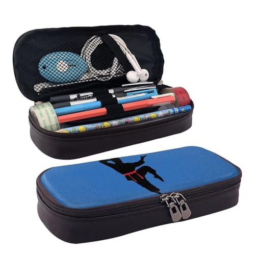 Karate Men Print Leder Kosmetiktasche Leder Flap Case Geräumige Münzbörse Aufbewahrungstasche Schwarz One Size, Schwarz, One Size von BREAUX