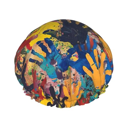 Kinder-Handdruck-Duschhaube, wiederverwendbar, elastisch, doppellagig, Haarkappe, Duschhaube von BREAUX