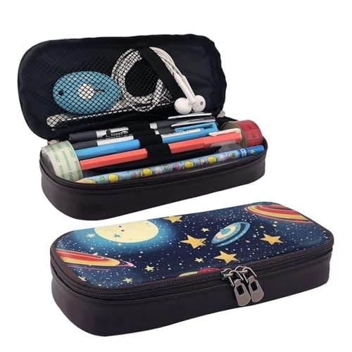 Kosmetiktasche, Motiv: Sternenhimmel, Universum, Weltraumdruck, Lederklappe, Kosmetiktasche, Aufbewahrungstasche mit Reißverschluss, Schreibwaren-Tasche, Schwarz, Einheitsgröße, Schwarz , von BREAUX